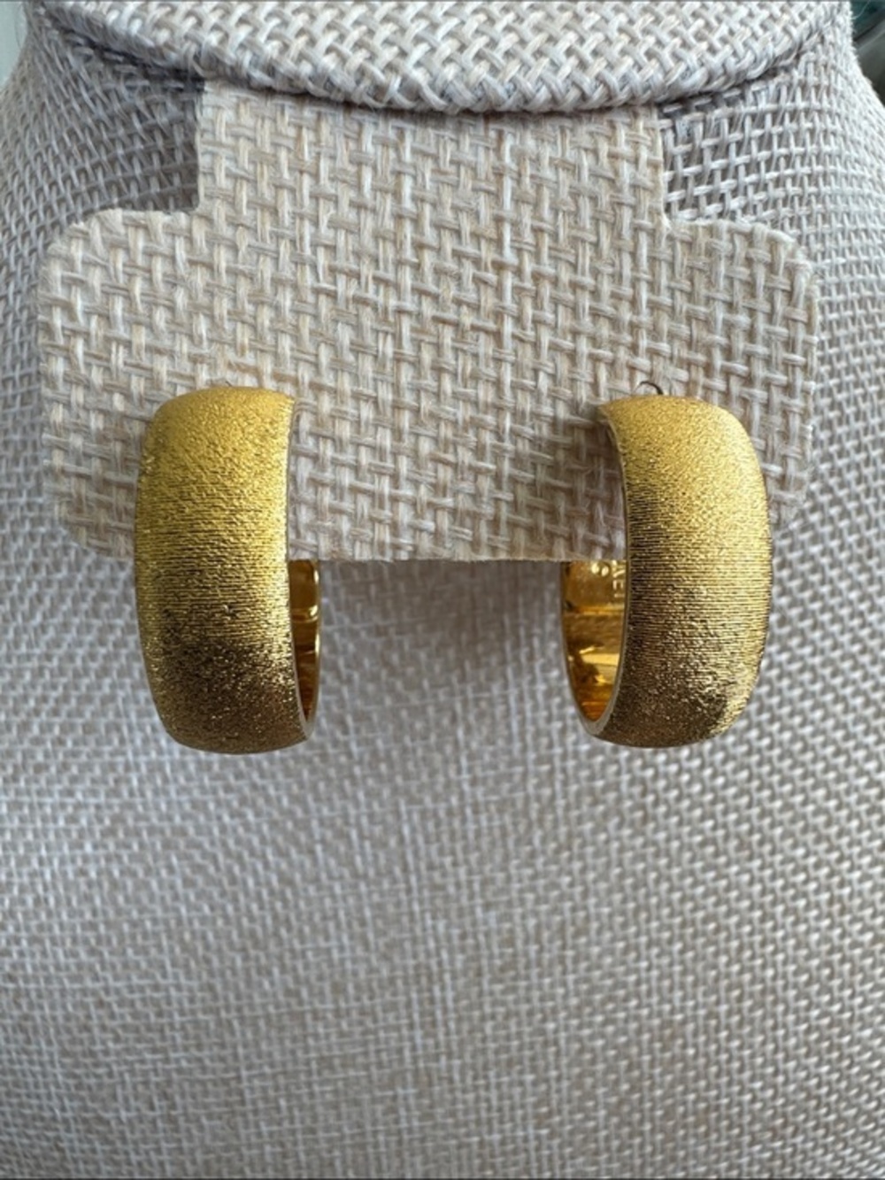 VTG Monet Textured Gold Dome Hoop Clip Earrings